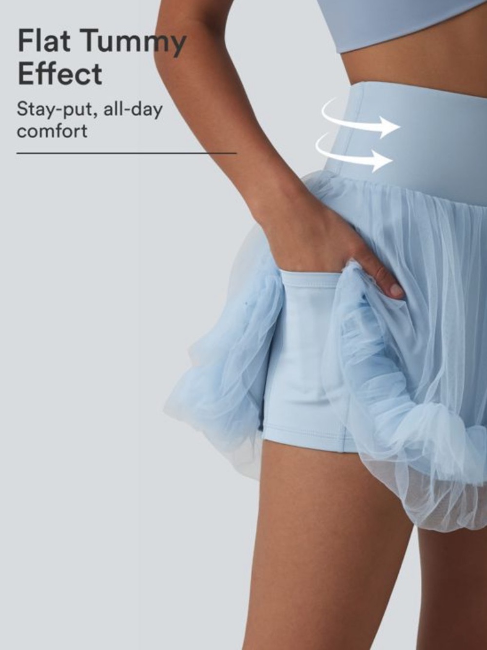 HALARA Light Blue Tulle Skort with Ruffled Hem - Picture 6 of 6